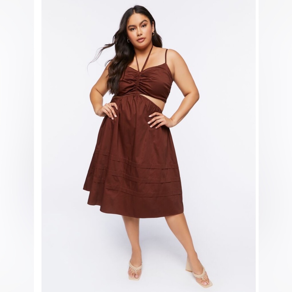 NWT Forever 21 cut out fit and flare midi dress in chocolate 3X